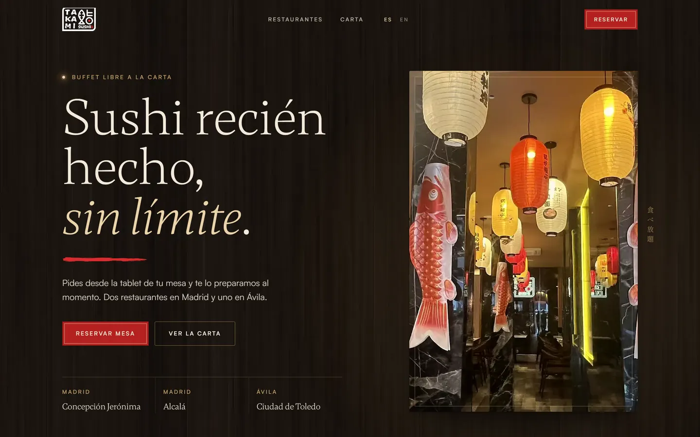 Takami Sushi: Sushi · web de marca para varios locales